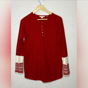 Simply Noelle‎ Red Sweater Printed Cuffs